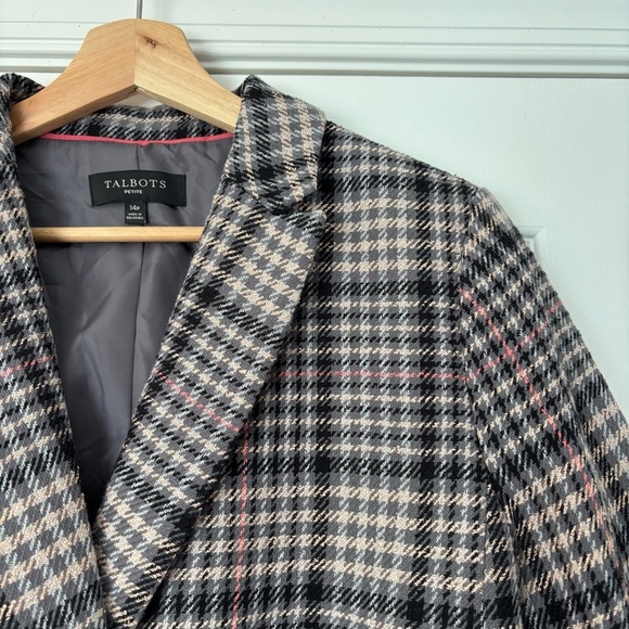 Talbots Double Breasted Bradwell Plaid Blazer 14 P Petite Office Career Business - Picture 5 of 11